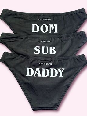 Living Dead Black Graphic Bikini Brief Panty Set S Dom Sub Daddy Goth Fetish